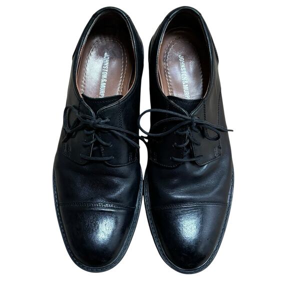 Johnston & Murphy Tabor Black Calf Skin 9M Cap Toe Dress Shoe Oxfords Lace Up - Picture 1 of 8